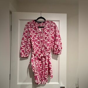 Zara Pink and White Abstract Dress